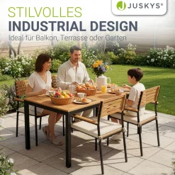 Akazienholz Gartengarnitur Rhodos Gartenmöbel Sitzgruppe im industrial Design inkl. Kissen