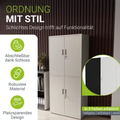 Aktenschrank aus Metall Büroschrank mit Cam-Lock-Schloss & 2 Schlüsseln