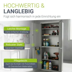Aktenschrank aus Metall Büroschrank mit Cam-Lock-Schloss & 2 Schlüsseln