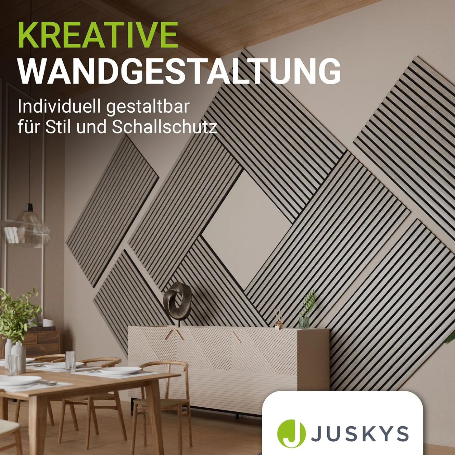 Akustikpaneele Holzoptik 4er Set Wandpaneele für Wohnzimmer, Schlafzimmer, Flur