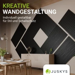 Akustikpaneele Holzoptik 4er Set Wandpaneele für Wohnzimmer, Schlafzimmer, Flur