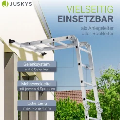 Aluminium Multifunktionsleiter Leiter mit 4 klappbaren Elementen, 6 Gelenke & Anti-Rutsch-Profil