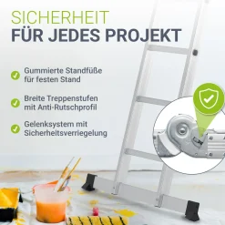 Aluminium Multifunktionsleiter Leiter mit 4 klappbaren Elementen, 6 Gelenke & Anti-Rutsch-Profil