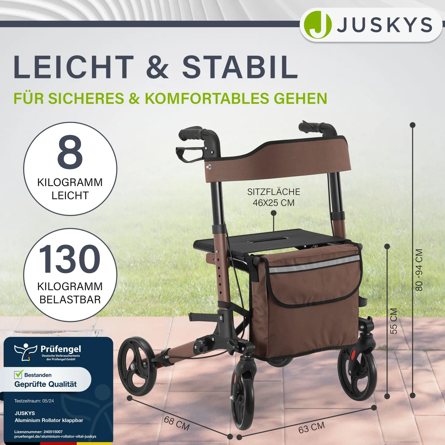 Aluminium Rollator Vital mit Sitz Leichte Gehhilfe klappbar für mehr Unabhängigkeit im Alltag