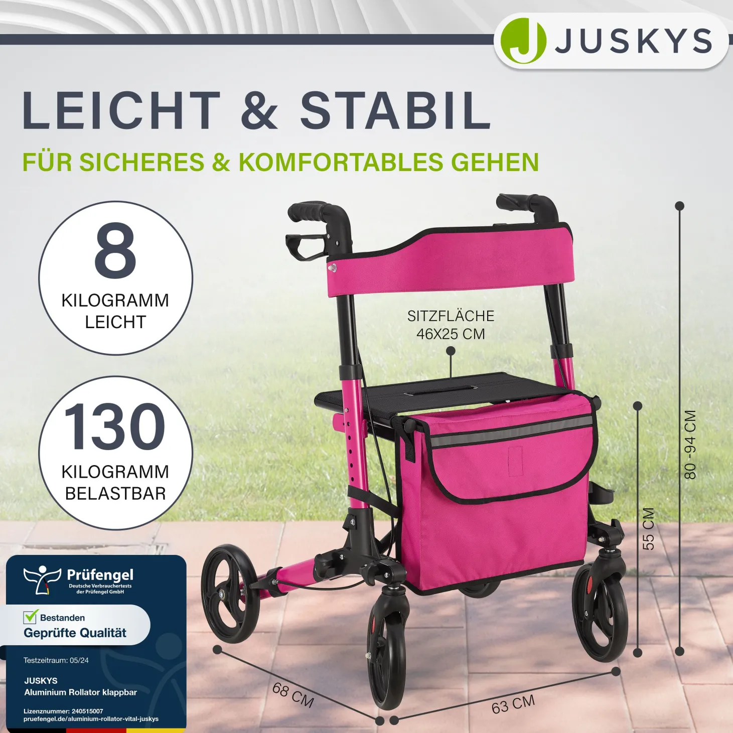 Aluminium Rollator Vital mit Sitz Leichte Gehhilfe klappbar für mehr Unabhängigkeit im Alltag