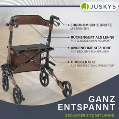 Aluminium Rollator Vital mit Sitz Leichte Gehhilfe klappbar für mehr Unabhängigkeit im Alltag