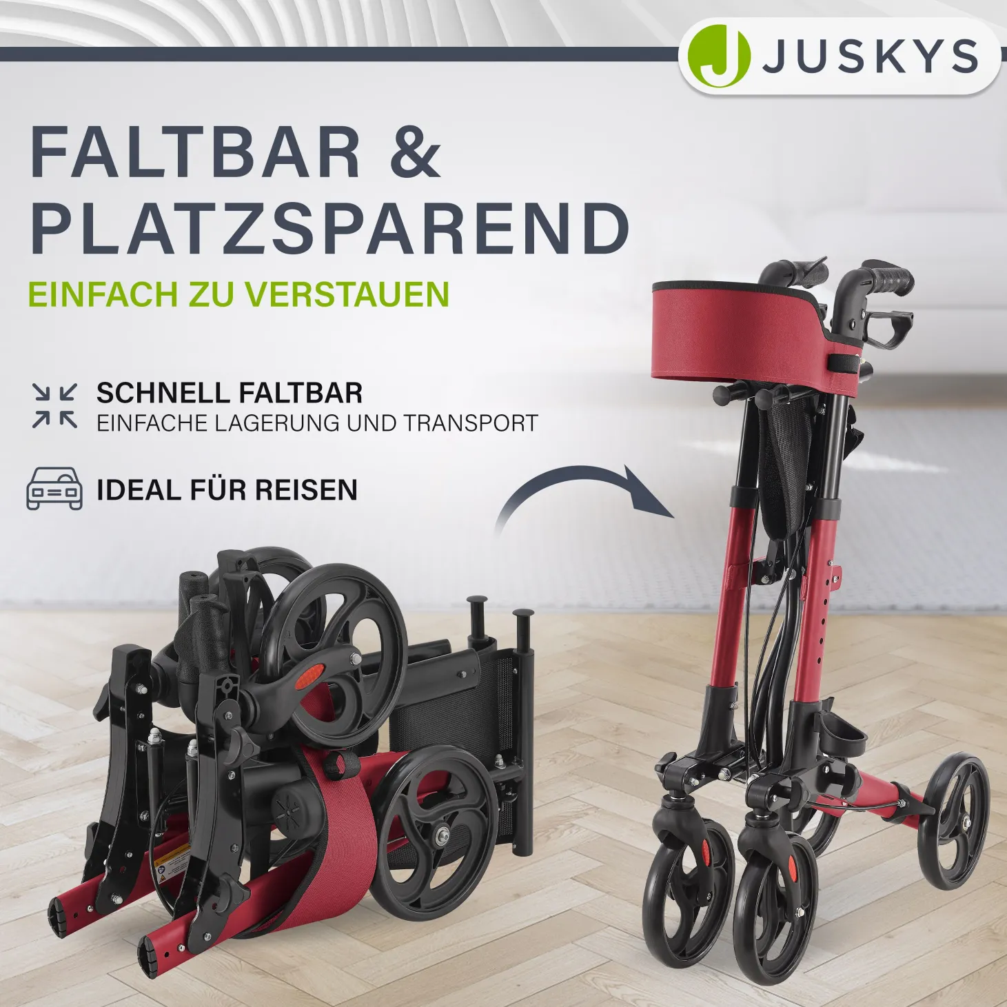 Aluminium Rollator Vital mit Sitz Leichte Gehhilfe klappbar für mehr Unabhängigkeit im Alltag