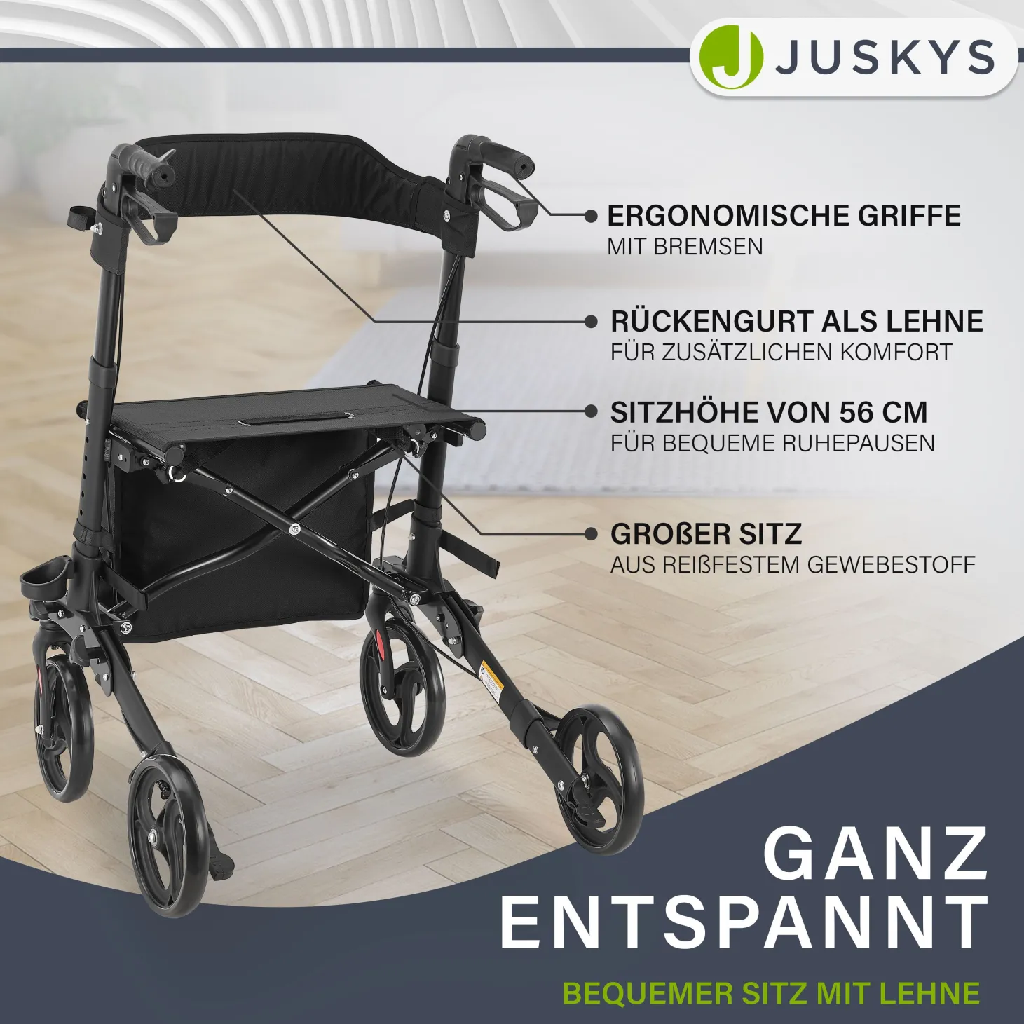 Aluminium Rollator Vital mit Sitz Leichte Gehhilfe klappbar für mehr Unabhängigkeit im Alltag