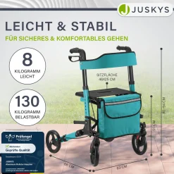 Aluminium Rollator Vital mit Sitz Leichte Gehhilfe klappbar für mehr Unabhängigkeit im Alltag