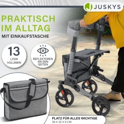 Aluminium Rollator Vital mit Sitz Leichte Gehhilfe klappbar für mehr Unabhängigkeit im Alltag