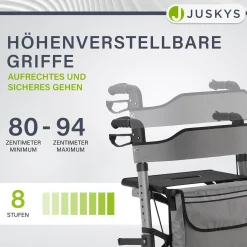 Aluminium Rollator Vital mit Sitz Leichte Gehhilfe klappbar für mehr Unabhängigkeit im Alltag