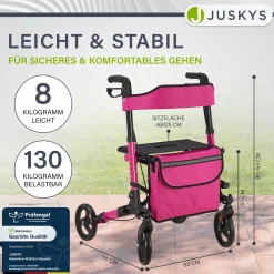 Aluminium Rollator Vital mit Sitz Leichte Gehhilfe klappbar für mehr Unabhängigkeit im Alltag