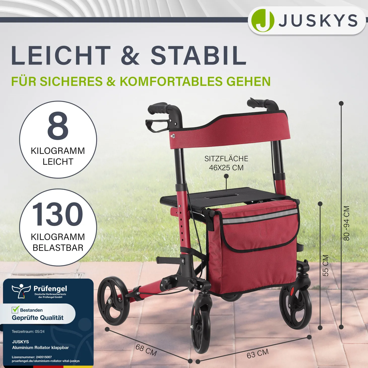 Aluminium Rollator Vital mit Sitz Leichte Gehhilfe klappbar für mehr Unabhängigkeit im Alltag