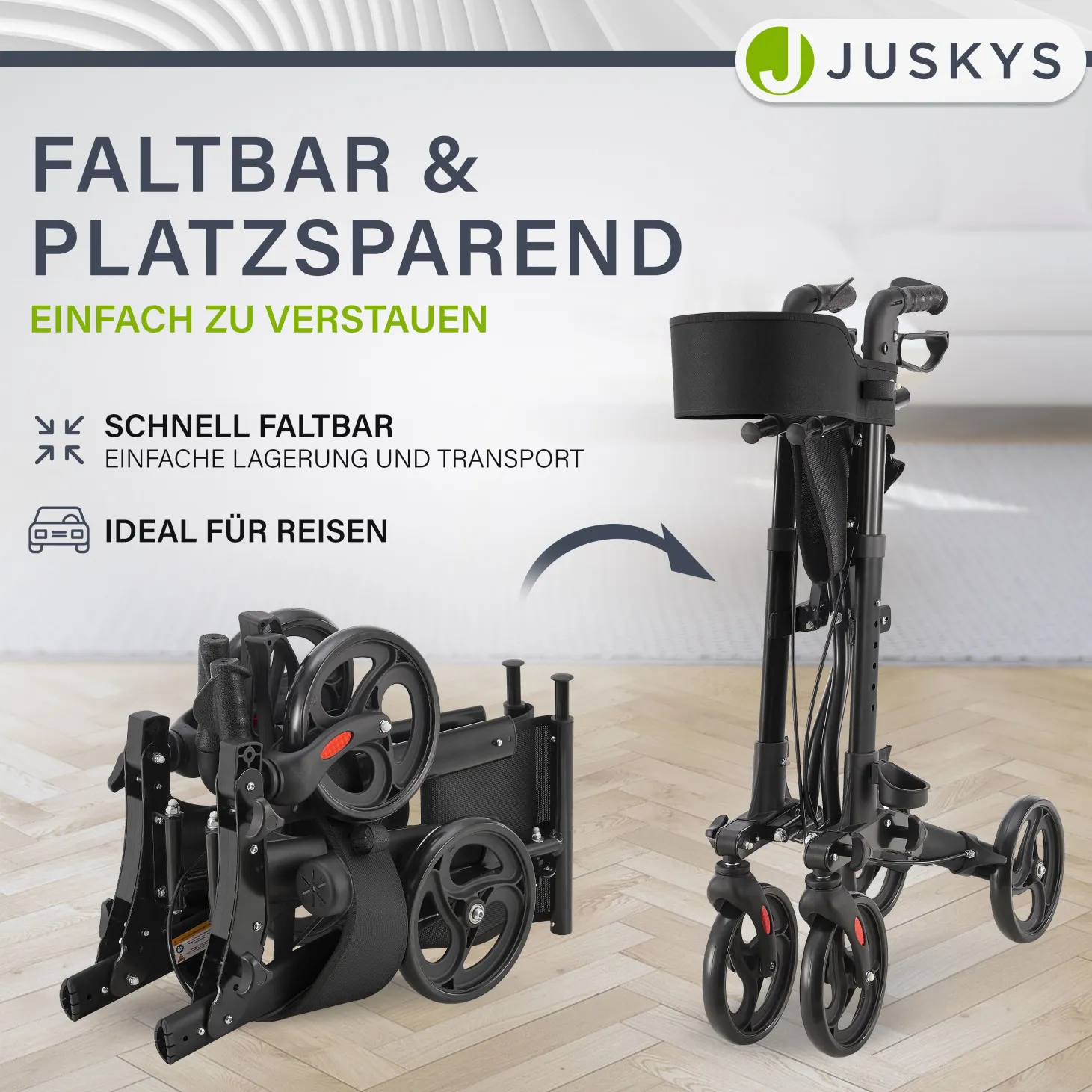 Aluminium Rollator Vital mit Sitz Leichte Gehhilfe klappbar für mehr Unabhängigkeit im Alltag