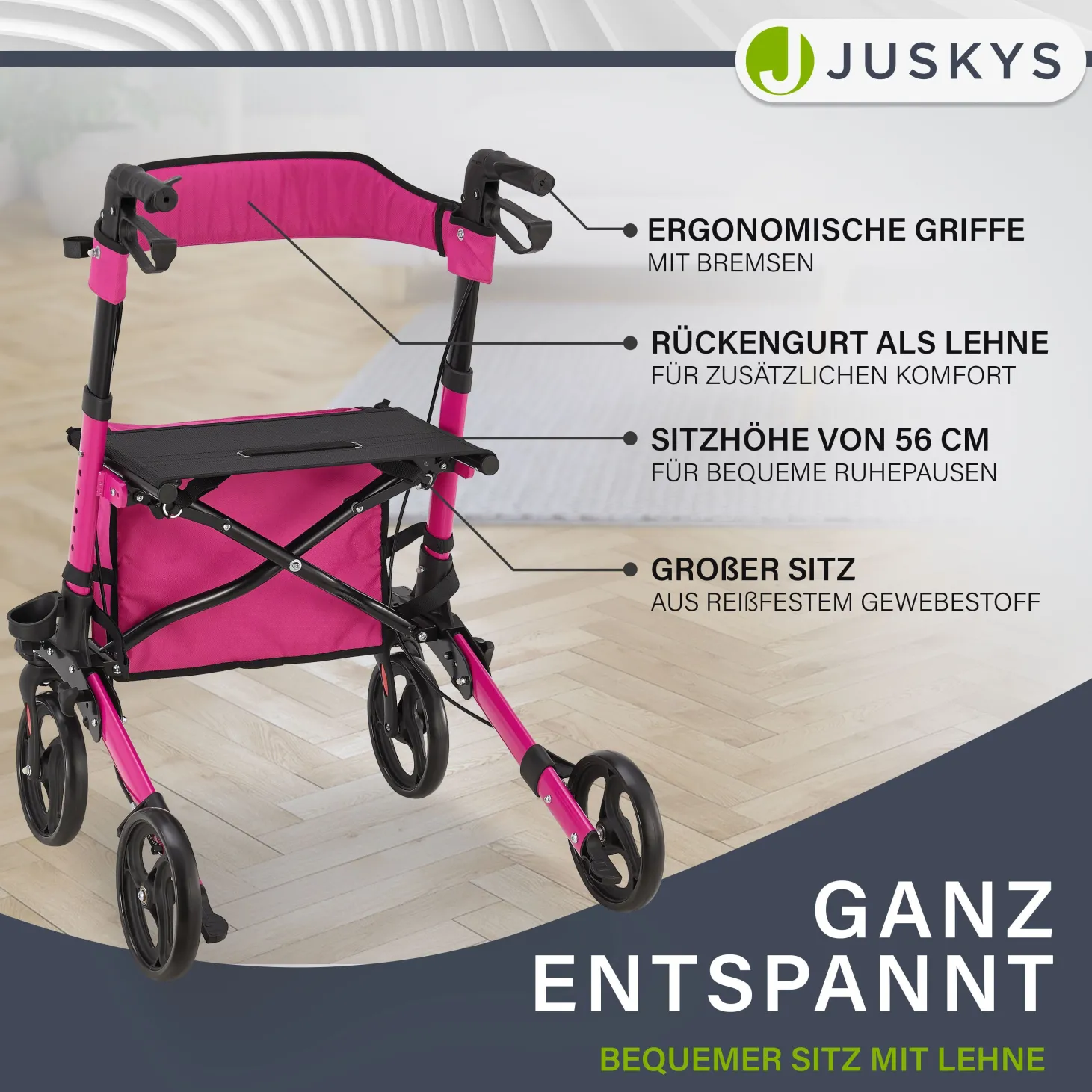 Aluminium Rollator Vital mit Sitz Leichte Gehhilfe klappbar für mehr Unabhängigkeit im Alltag
