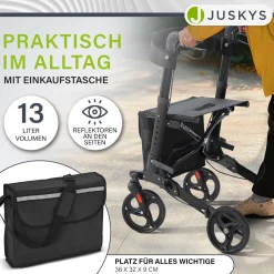 Aluminium Rollator Vital mit Sitz Leichte Gehhilfe klappbar für mehr Unabhängigkeit im Alltag