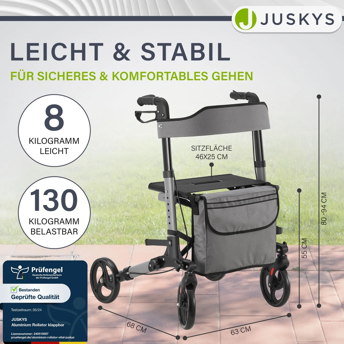 Aluminium Rollator Vital mit Sitz Leichte Gehhilfe klappbar für mehr Unabhängigkeit im Alltag