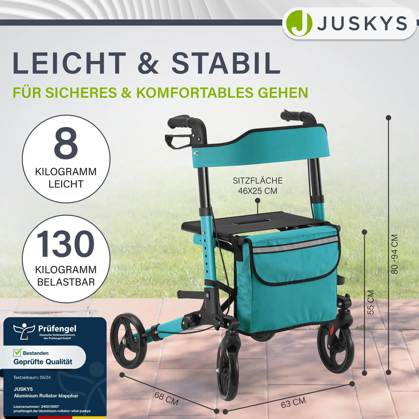 Aluminium Rollator Vital mit Sitz Leichte Gehhilfe klappbar für mehr Unabhängigkeit im Alltag