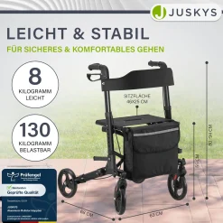Aluminium Rollator Vital mit Sitz Leichte Gehhilfe klappbar für mehr Unabhängigkeit im Alltag