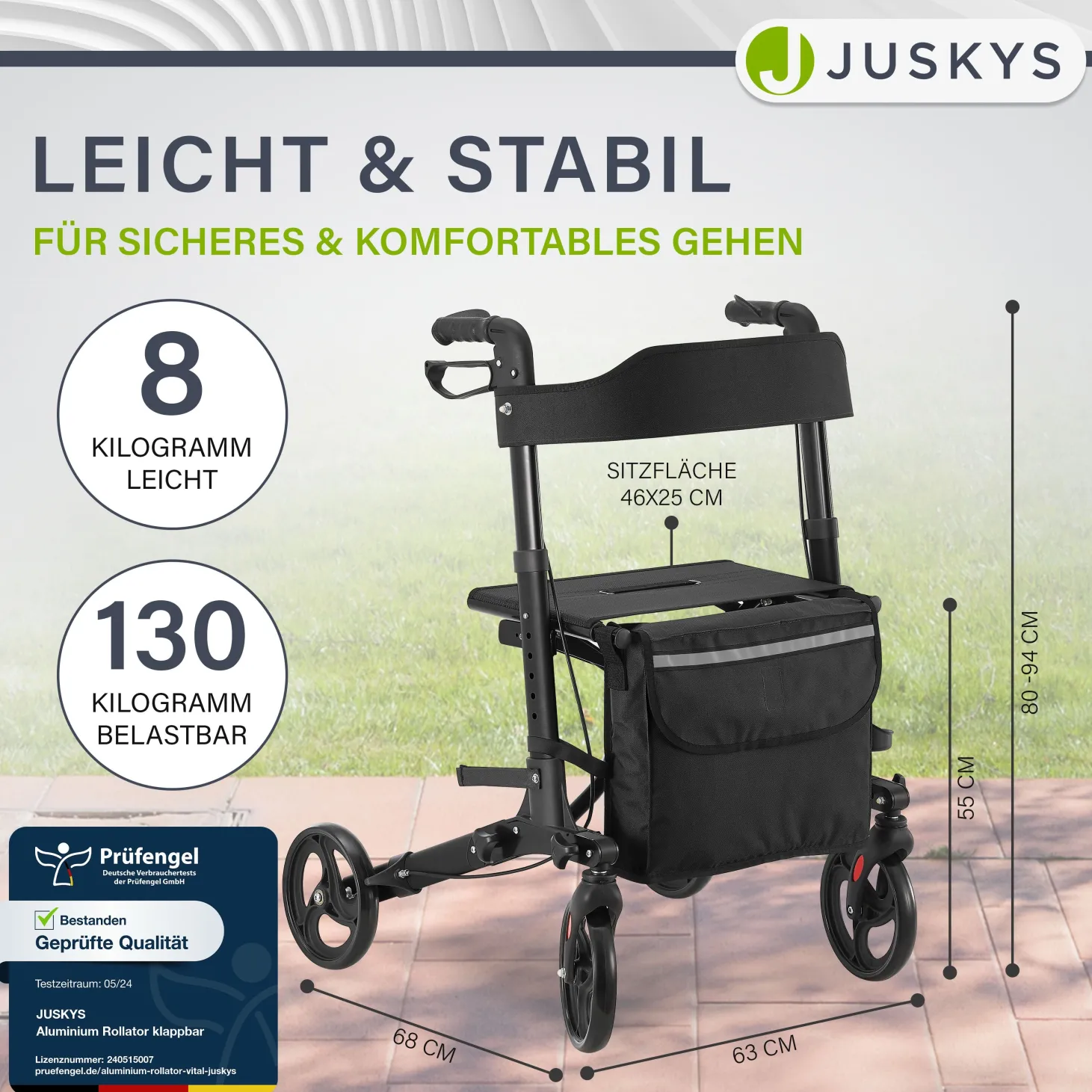 Aluminium Rollator Vital mit Sitz Leichte Gehhilfe klappbar für mehr Unabhängigkeit im Alltag