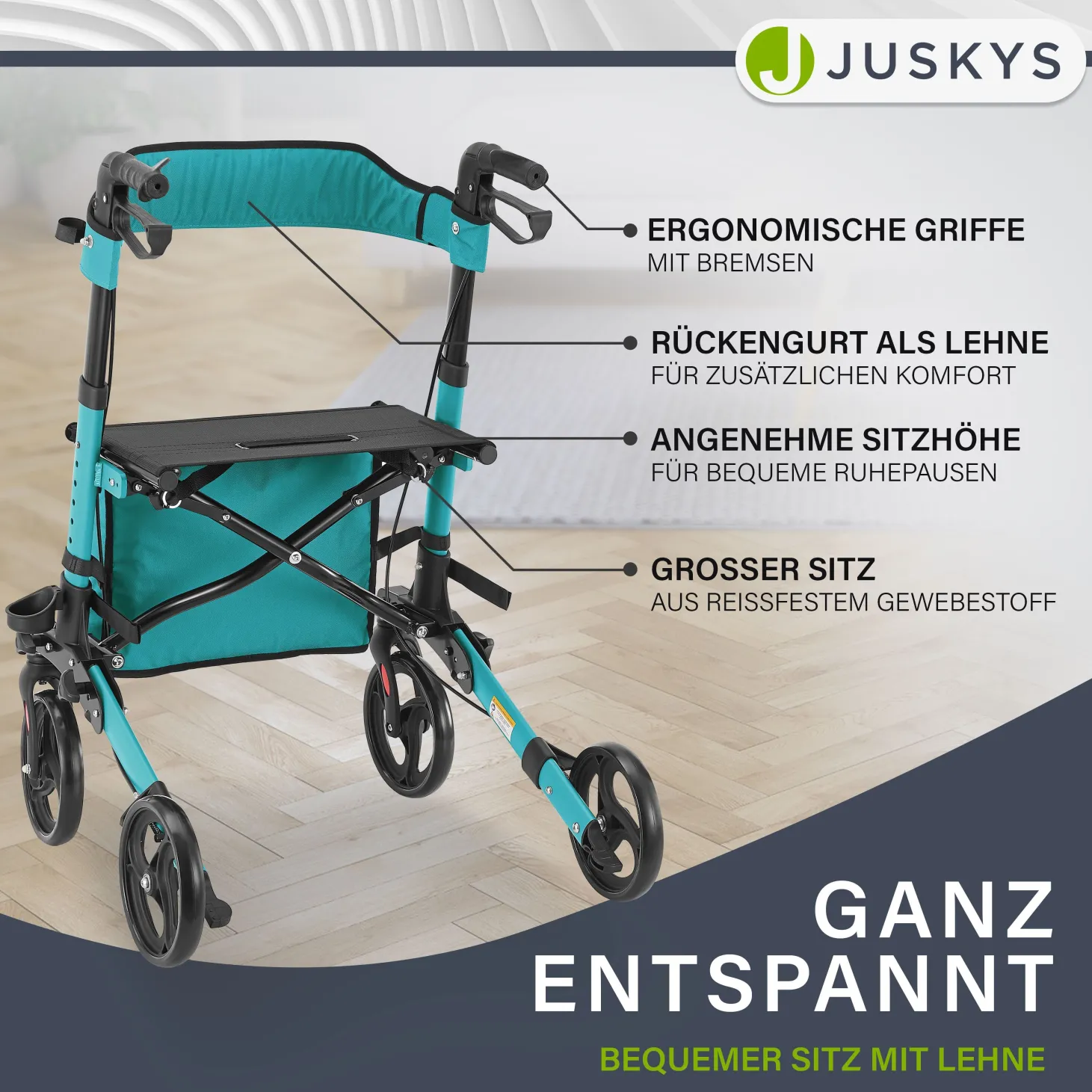 Aluminium Rollator Vital mit Sitz Leichte Gehhilfe klappbar für mehr Unabhängigkeit im Alltag