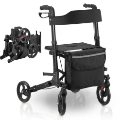 Aluminium Rollator Vital mit Sitz Leichte Gehhilfe klappbar für mehr Unabhängigkeit im Alltag