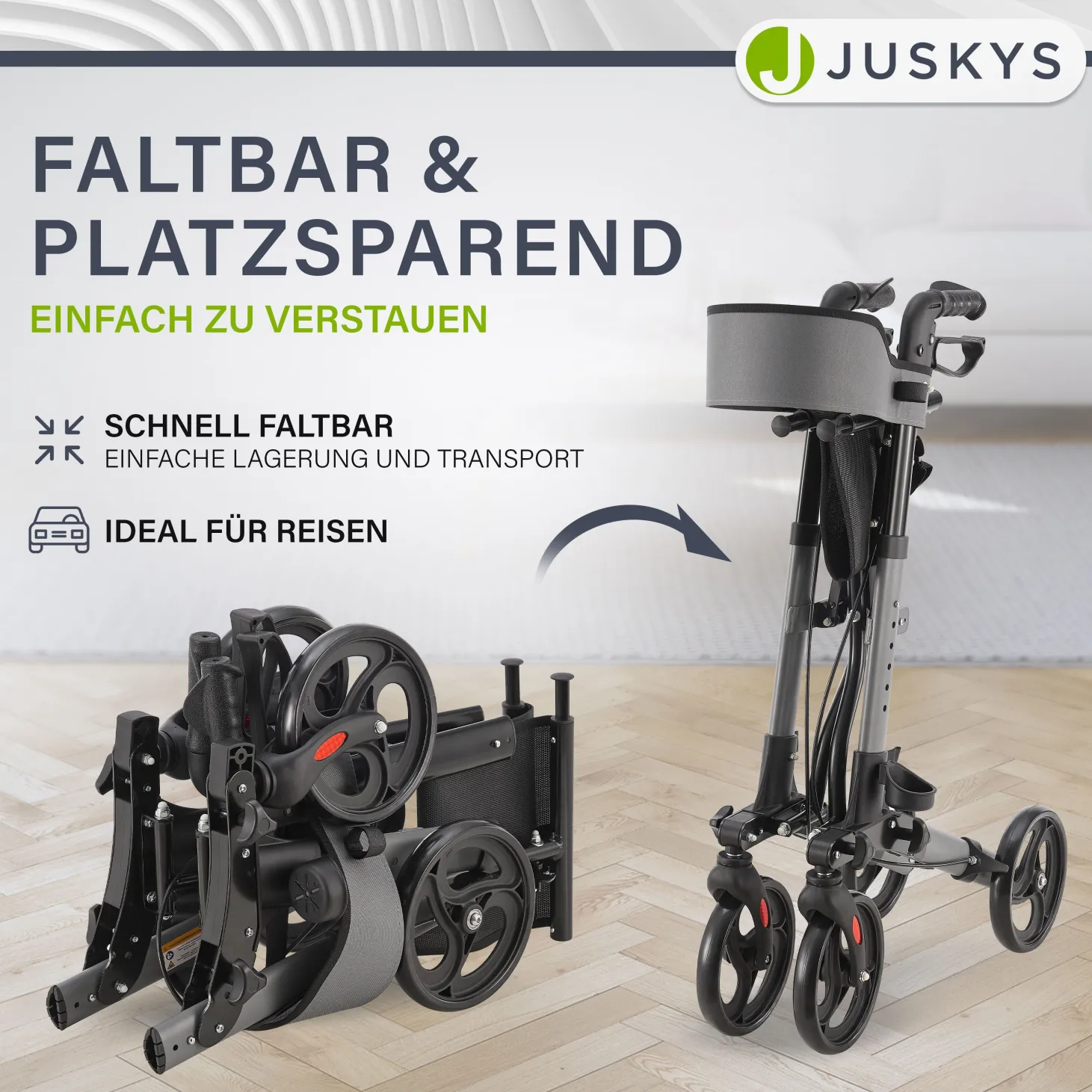 Aluminium Rollator Vital mit Sitz Leichte Gehhilfe klappbar für mehr Unabhängigkeit im Alltag
