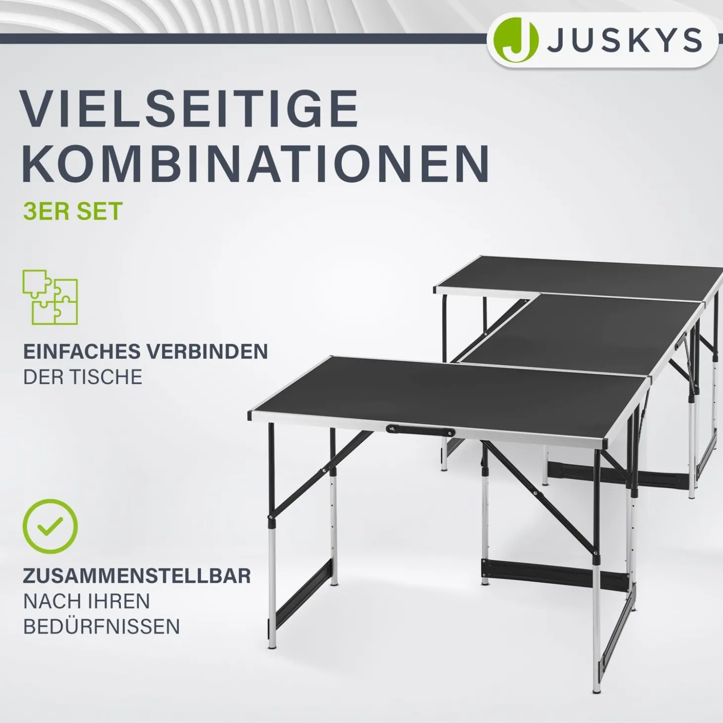 Alu Multifunktionstisch 3-teilig 3er Set Klapptisch für Camping, Flohmarkt & Tapezieren