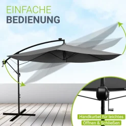 Ampelschirm Brazil Sonnenschirm mit Kurbel & Standfuß