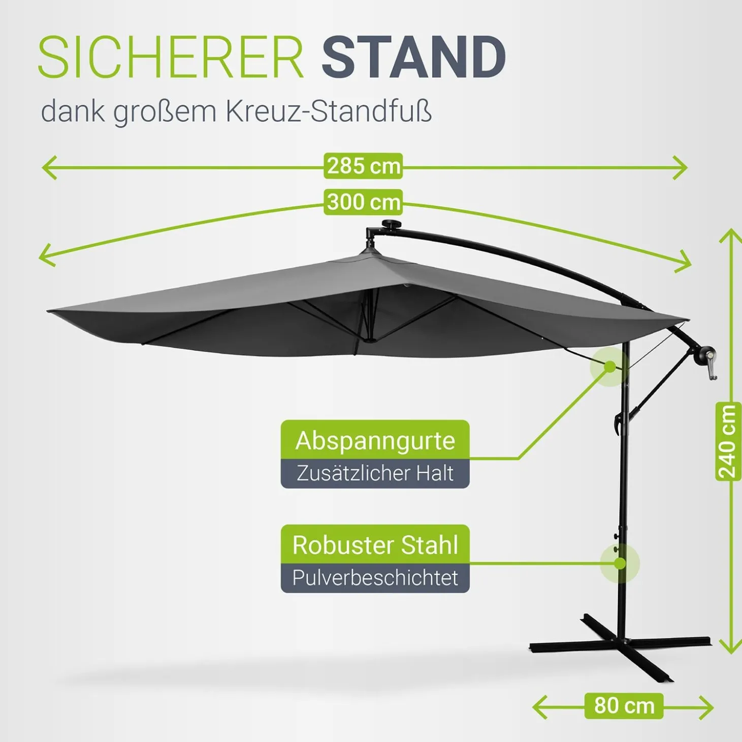 Ampelschirm Brazil Sonnenschirm mit Kurbel & Standfuß