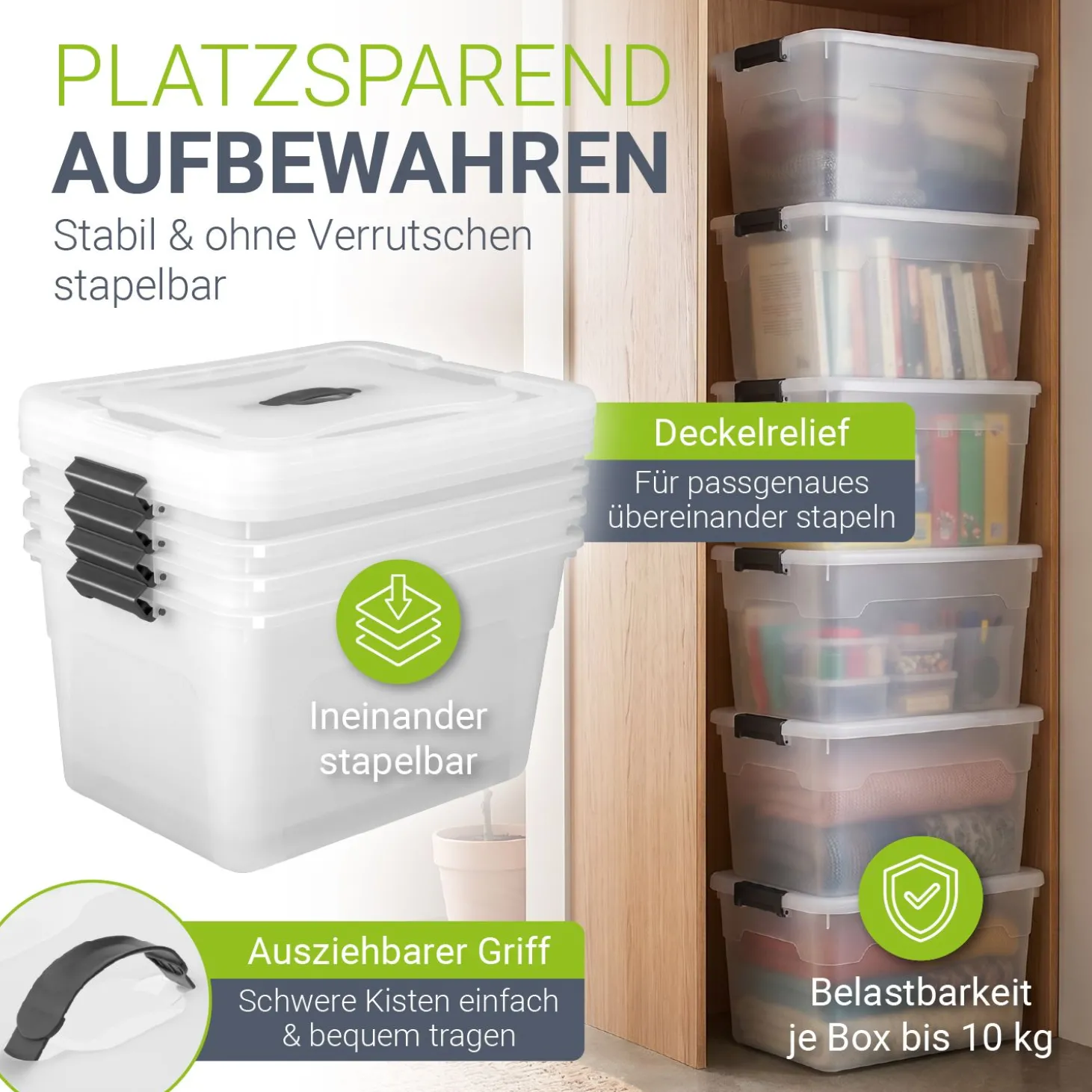 Aufbewahrungsbox mit Deckel Boxen aus Kunststoff zur ordentlichen Aufbewahrung