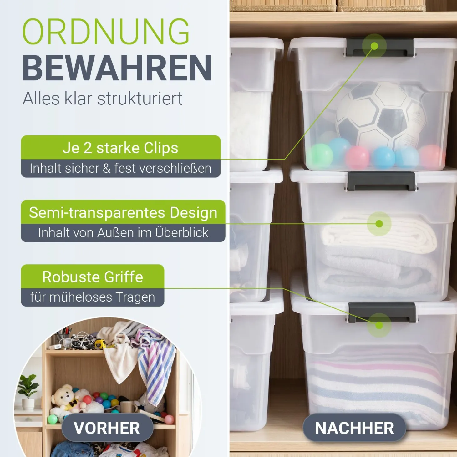Aufbewahrungsbox mit Deckel Boxen aus Kunststoff zur ordentlichen Aufbewahrung