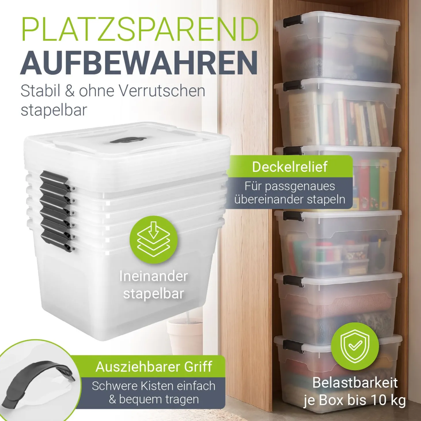 Aufbewahrungsbox mit Deckel Boxen aus Kunststoff zur ordentlichen Aufbewahrung