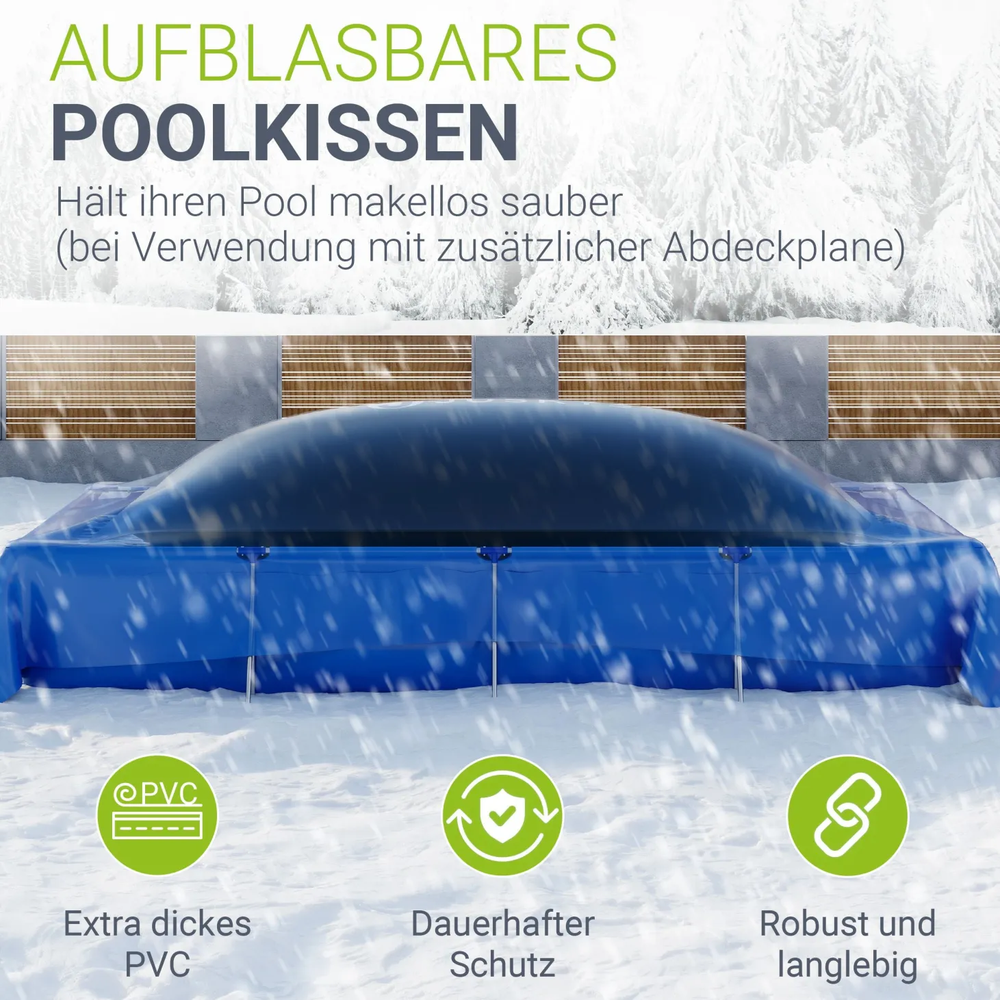 Aufblasbares Poolkissen Ganzjähriger Schutz zum Überwintern und vor Verschmutzungen