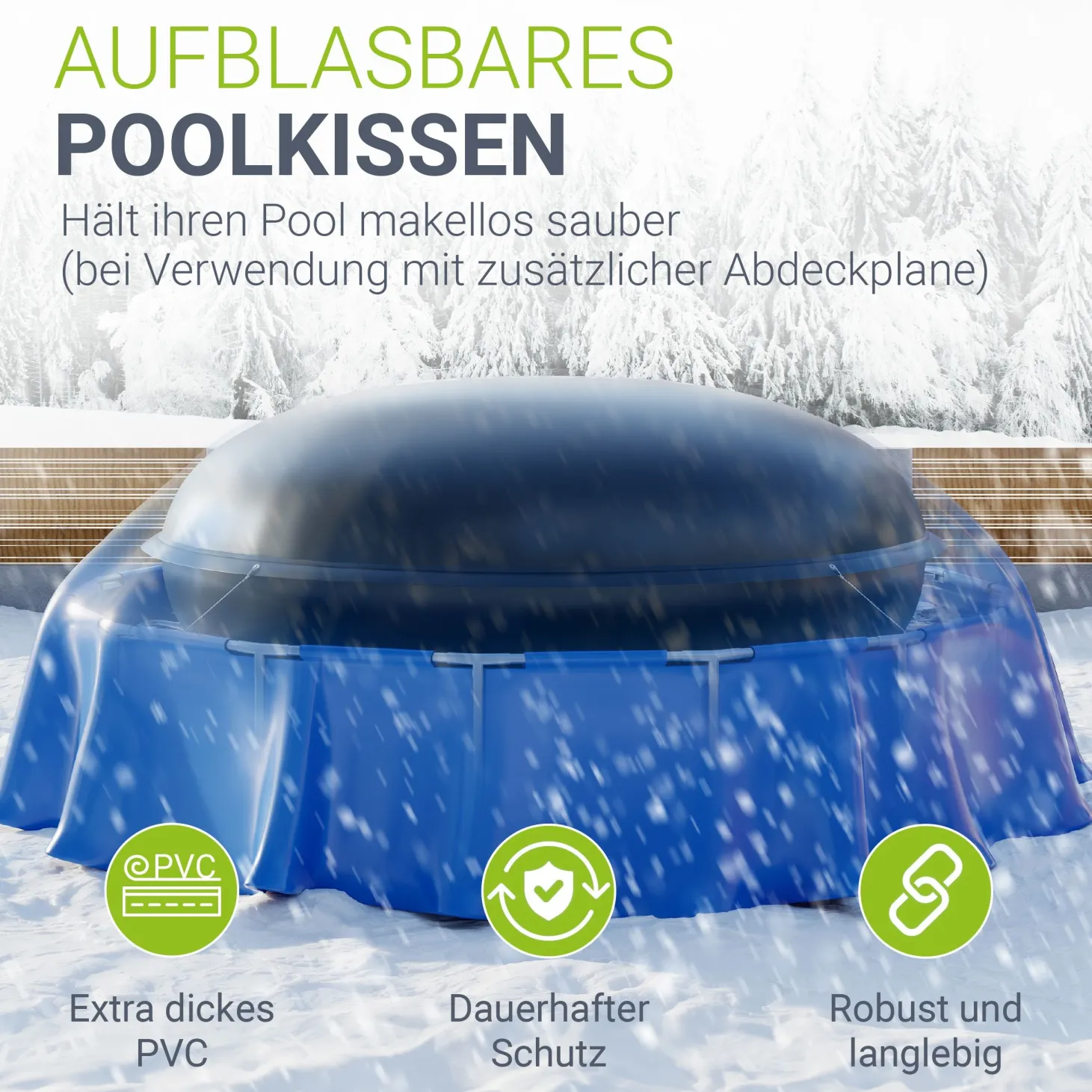 Aufblasbares Poolkissen Ganzjähriger Schutz zum Überwintern und vor Verschmutzungen