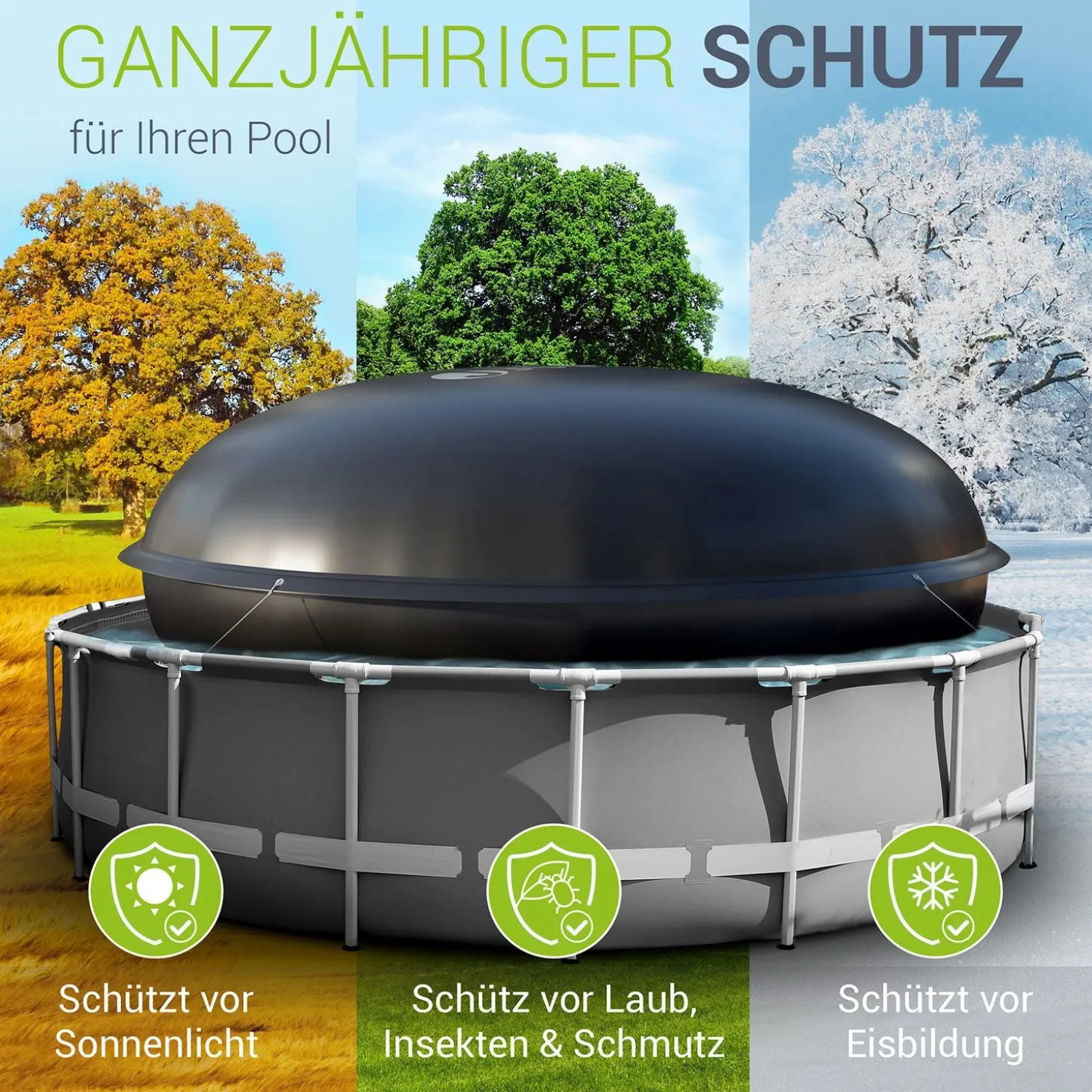 Aufblasbares Poolkissen Ganzjähriger Schutz zum Überwintern und vor Verschmutzungen