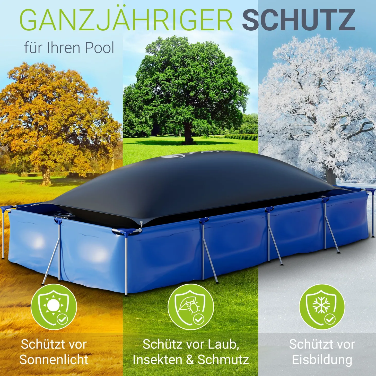 Aufblasbares Poolkissen Ganzjähriger Schutz zum Überwintern und vor Verschmutzungen