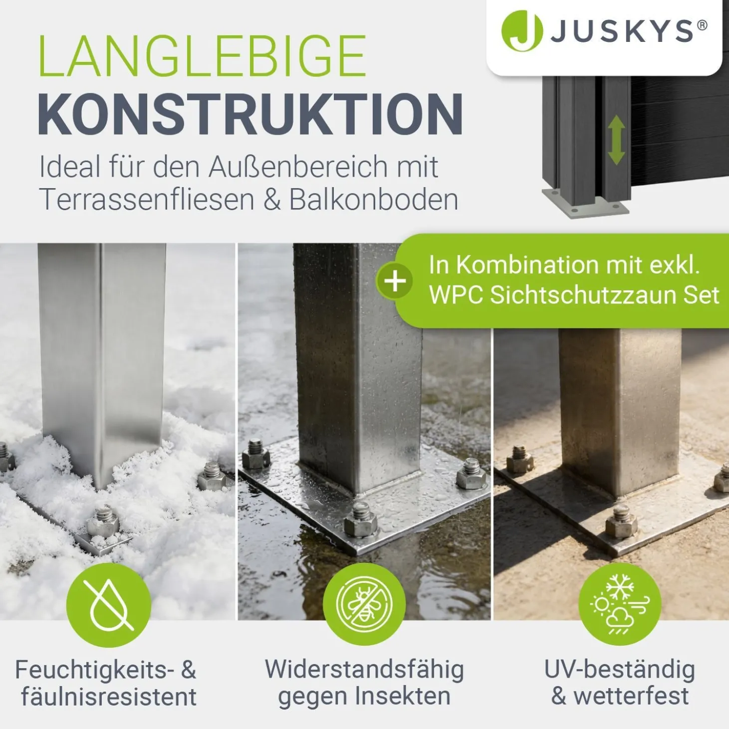 Aufschraubhülse für WPC Zaunelemente Pfostenträger für WPC Terrassendielen im Garten