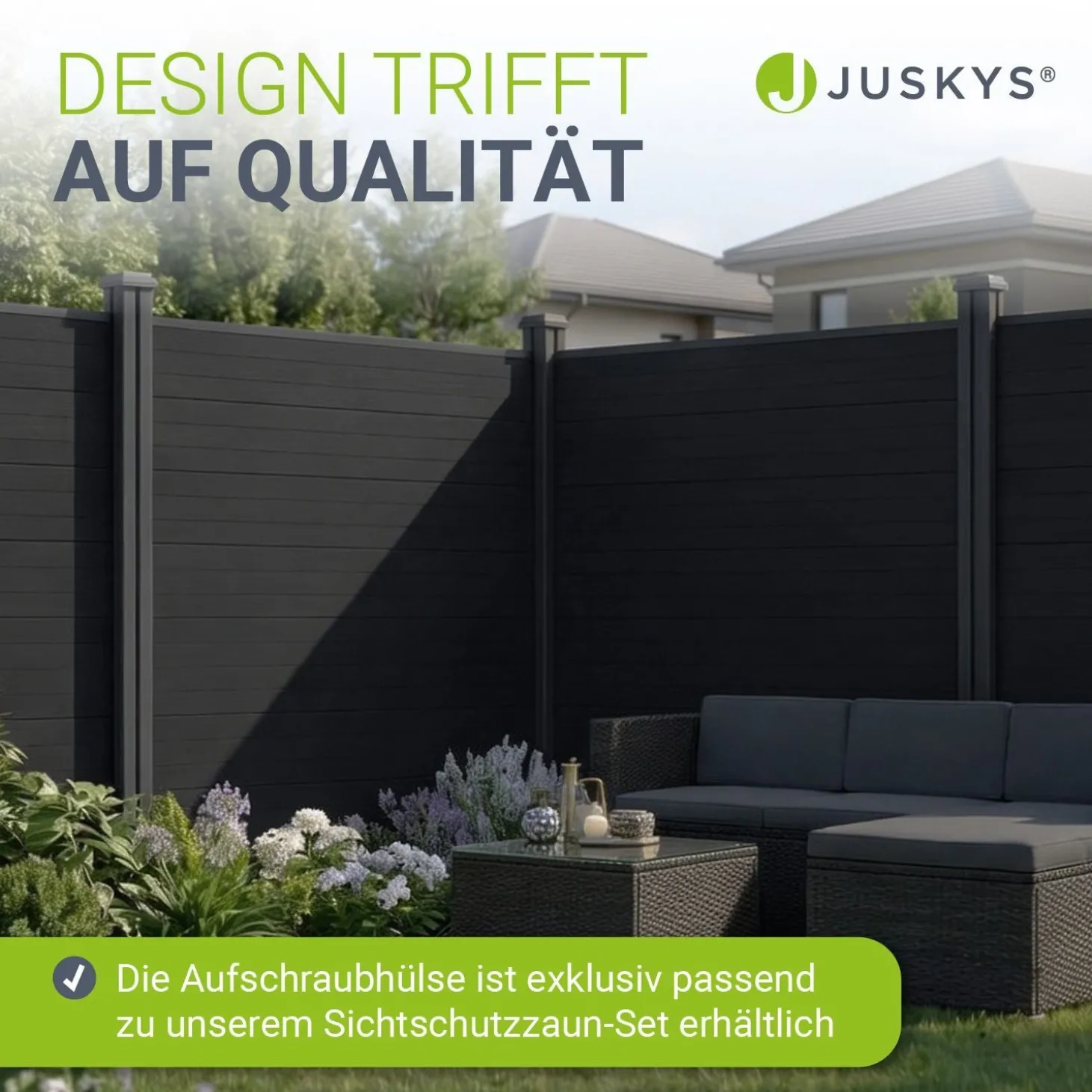Aufschraubhülse für WPC Zaunelemente Pfostenträger für WPC Terrassendielen im Garten