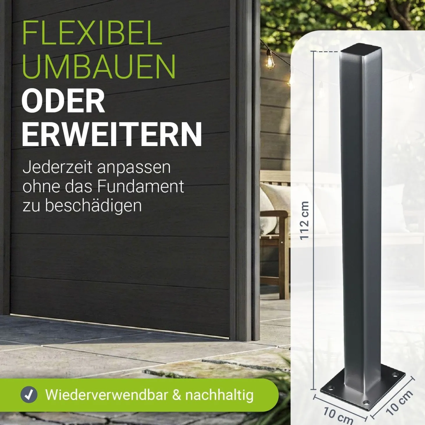 Aufschraubhülse für WPC Zaunelemente Pfostenträger für WPC Terrassendielen im Garten