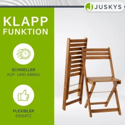 Balkonmöbel Set Bala 3-teilige Sitzgarnitur aus Akazienholz - klappbar & platzsparend