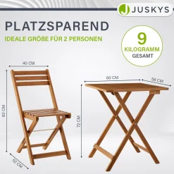 Balkonmöbel Set Bala 3-teilige Sitzgarnitur aus Akazienholz - klappbar & platzsparend