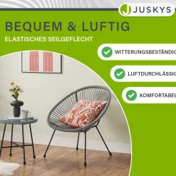 Balkonmöbel Set Ostana 3-teilig Platzsparende Sitzgruppe im Retro-Design mit Tisch & 2 Sesseln