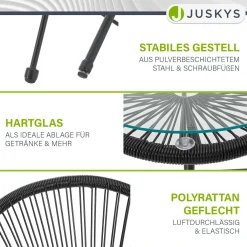 Balkonmöbel Set Ostana 3-teilig Platzsparende Sitzgruppe im Retro-Design mit Tisch & 2 Sesseln