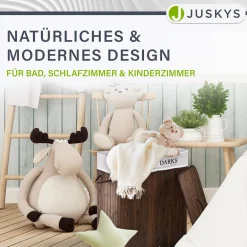 Bambus Wäschekorb Curly Mit Deckel, Tragegriff & Wäschesack aus Stoff