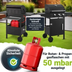 BBQ Gasgrill Louisiana Kompakter Grillwagen für Zuhause mit 3 Brennern & Plane