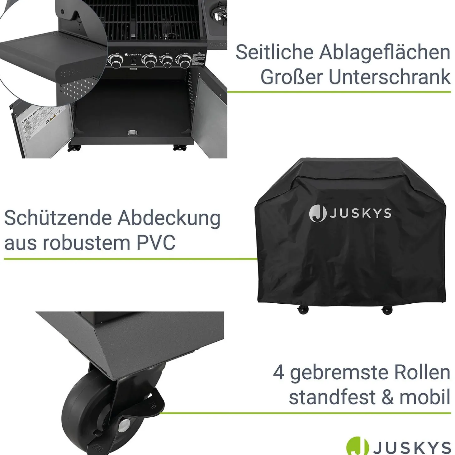 BBQ Gasgrill Savannah Grillwagen mit 4 Brennern und 1 Seitenbrenner