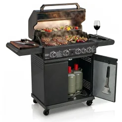 BBQ Gasgrill Savannah Grillwagen mit 4 Brennern und 1 Seitenbrenner