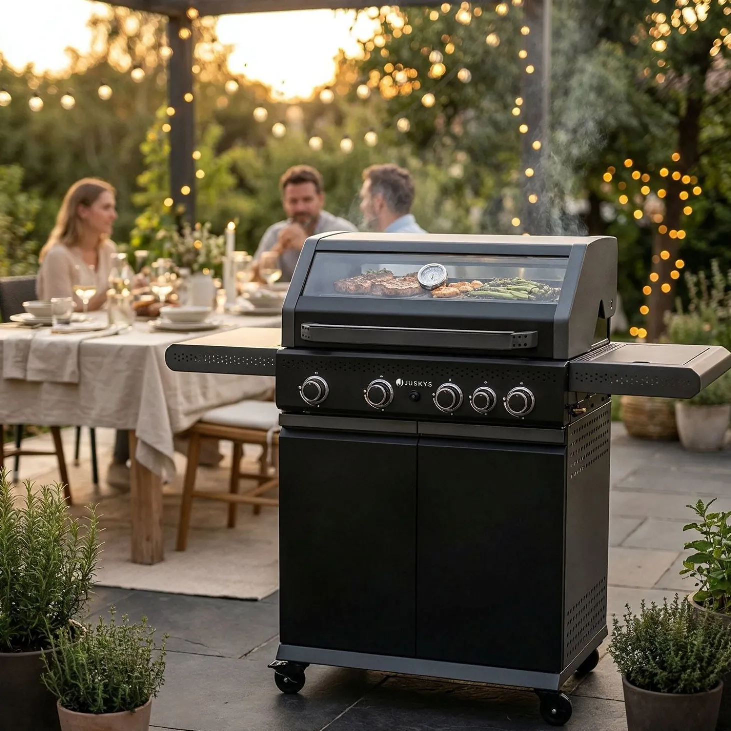 BBQ Gasgrill Savannah Grillwagen mit 4 Brennern und 1 Seitenbrenner