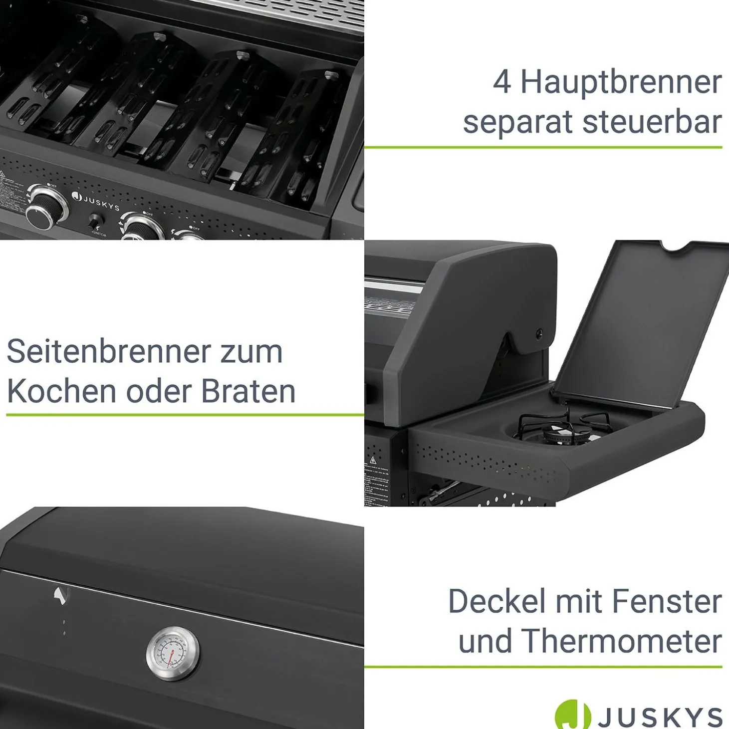 BBQ Gasgrill Savannah Grillwagen mit 4 Brennern und 1 Seitenbrenner